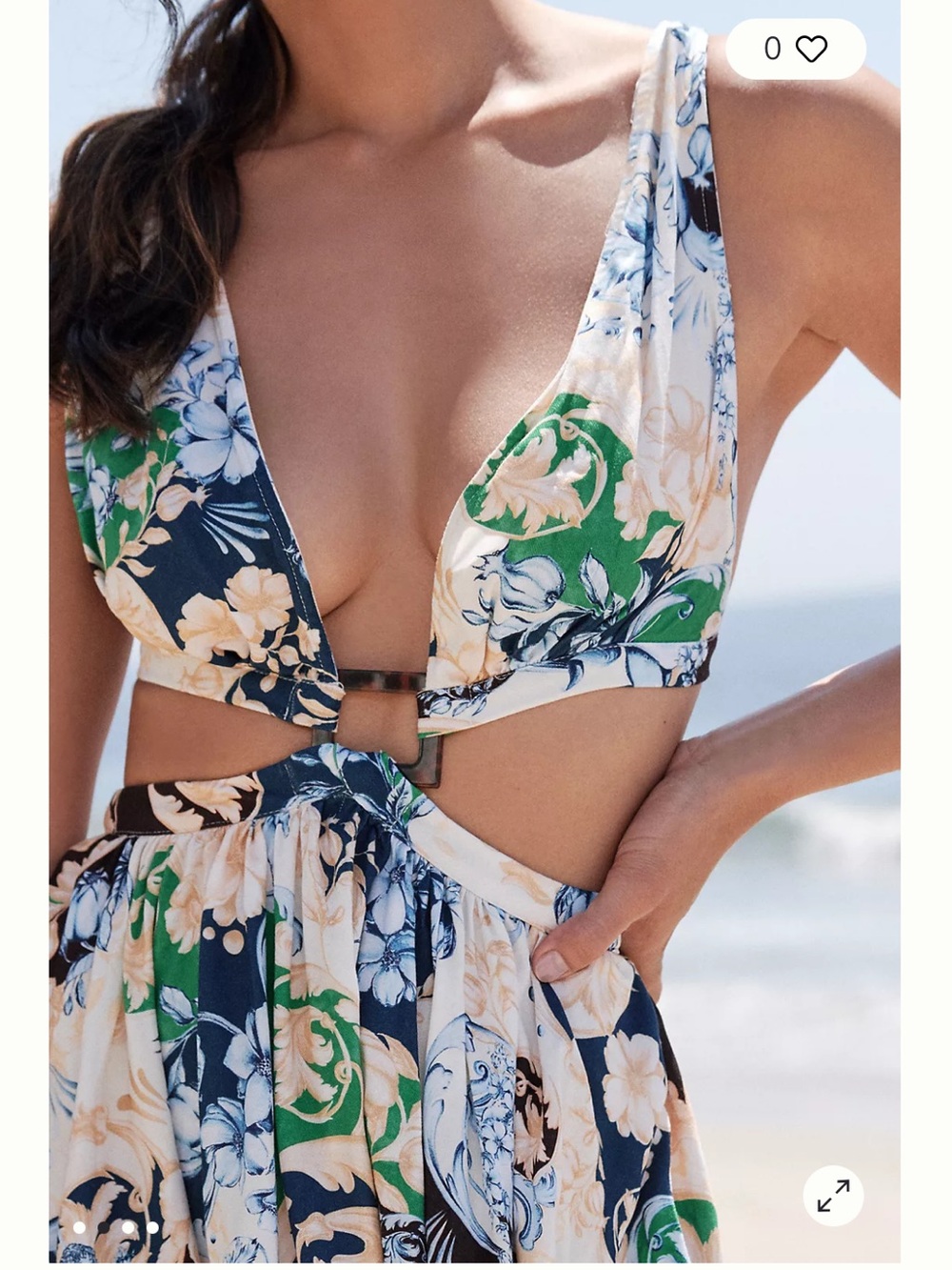 Agua Bendita Gillian Cardumen Mini Dress Cream Blue Boho Floral Cutout Size m - Picture 6 of 15
